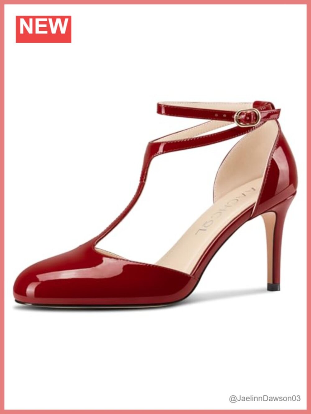 Faux Leather Women's Round Toe Stiletto Heels T-Strap Ankle Strap Mary Jane